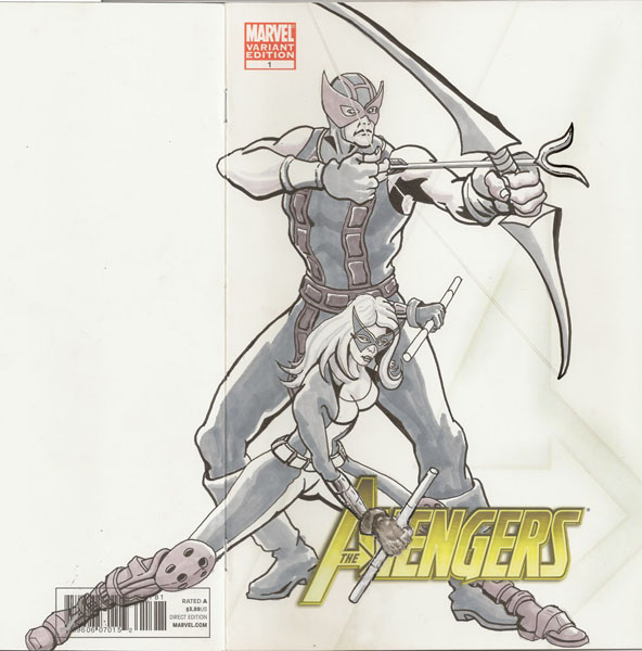 Avengers #1 cover Hawkeye and Mockingbird