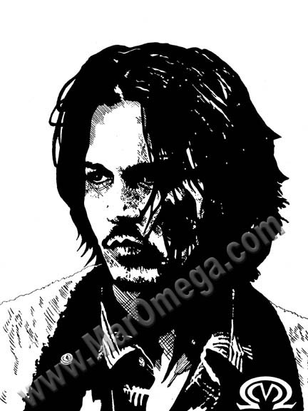 Johnny Depp inked illustration